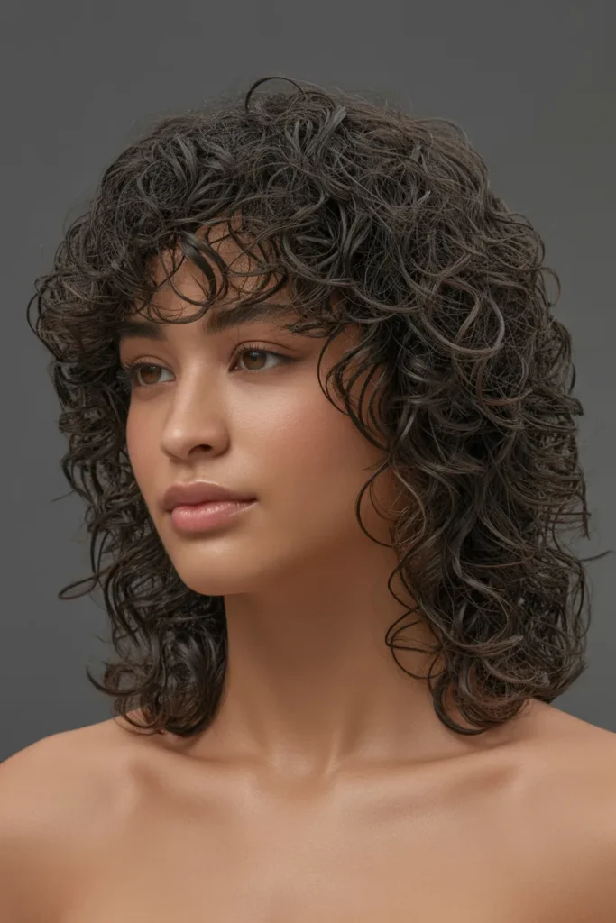 Curly Fringe Shag