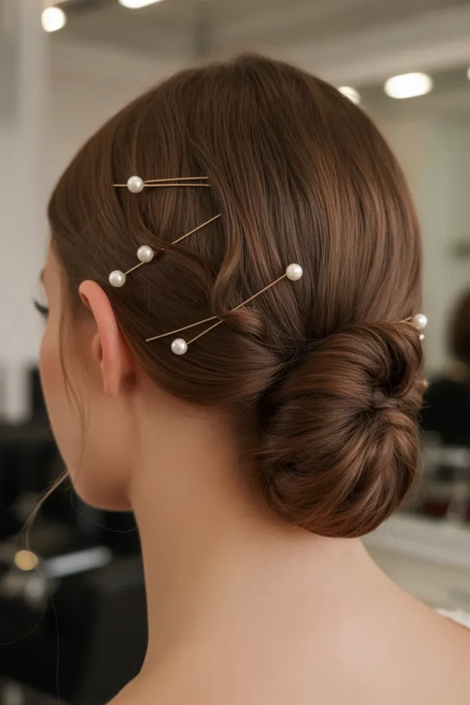 Pearl Accent Low Chignon