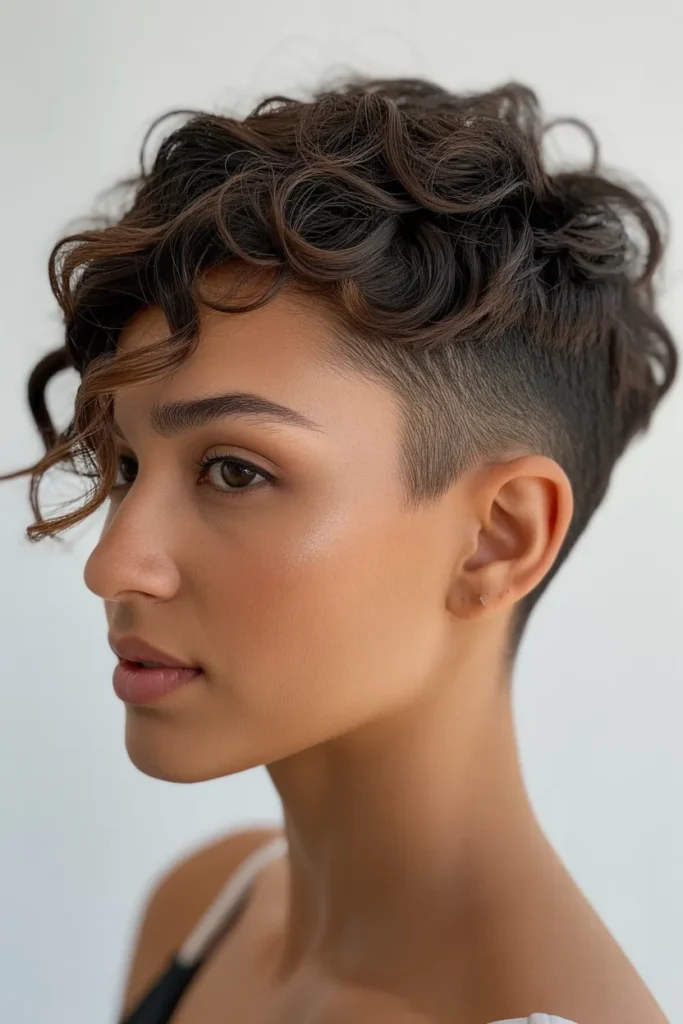 Soft Curly Fade Pixie