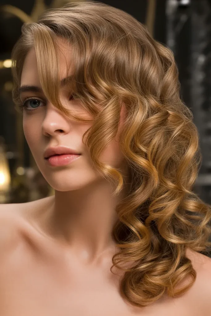 Voluminous Side Sweep Curls