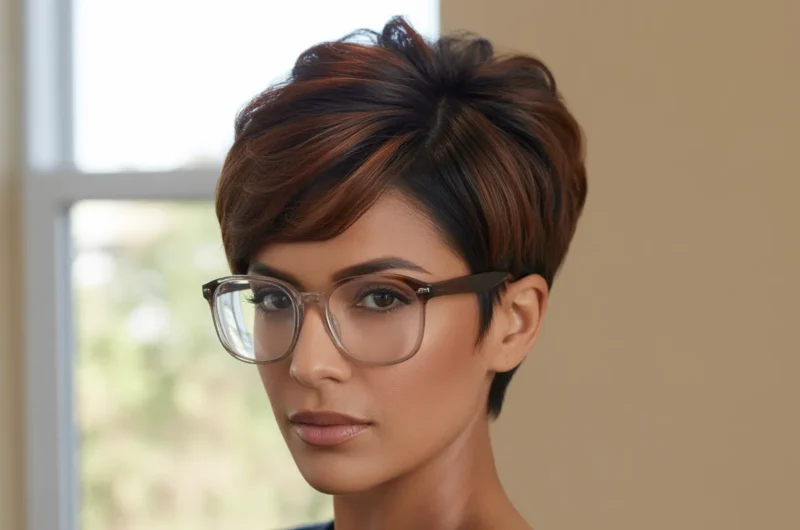 short pixie haircuts for women with glasses