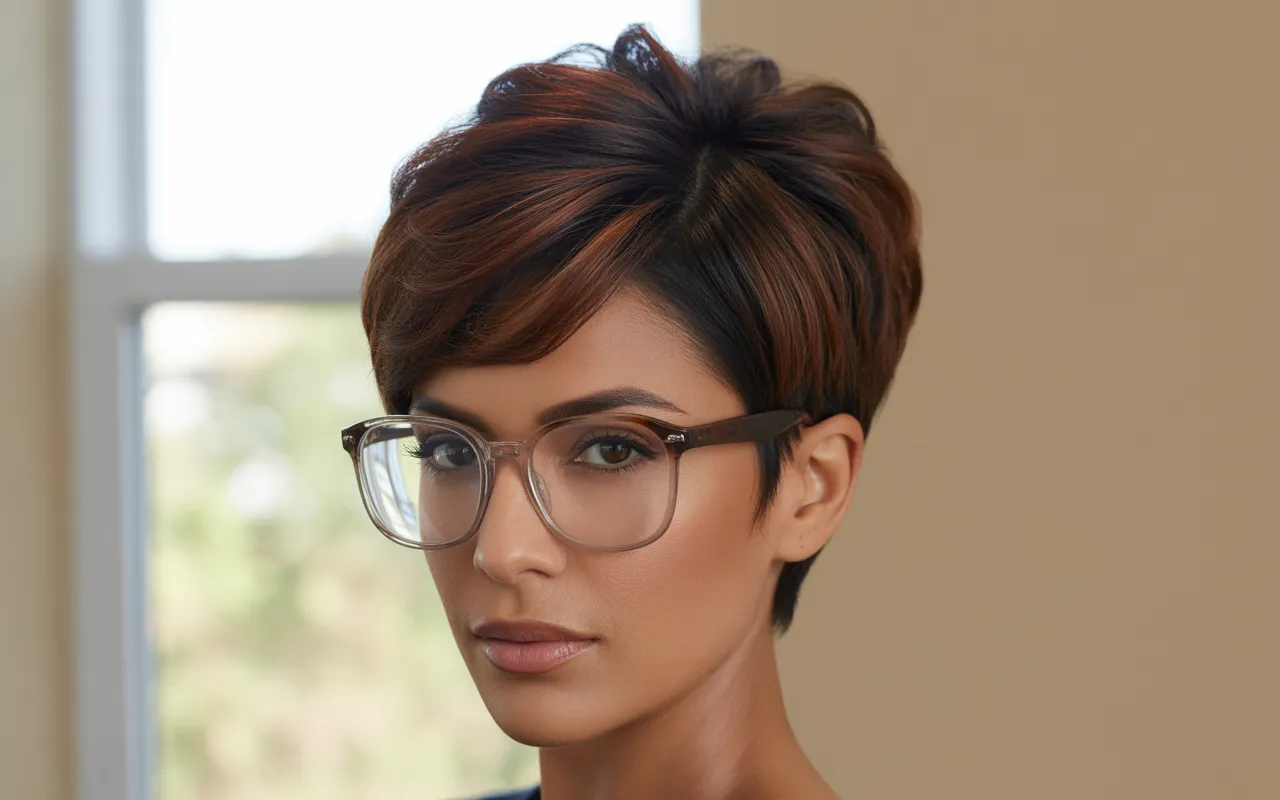 short pixie haircuts for women with glasses
