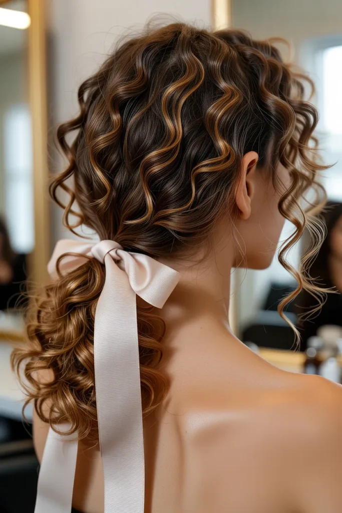 Ribbon Tie Curl Ponytail