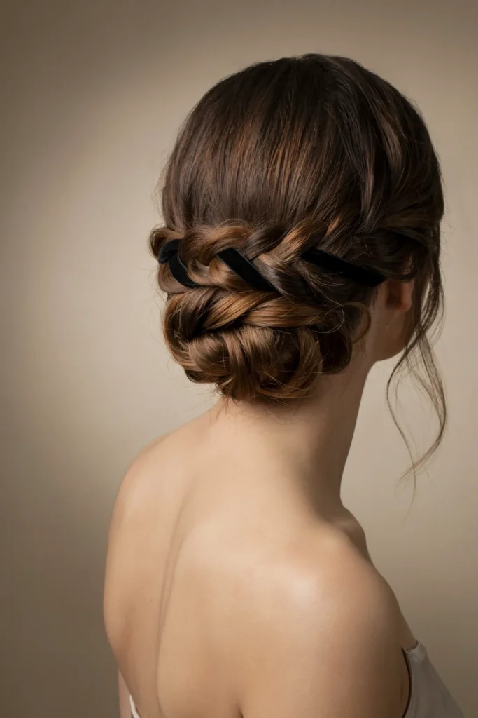 Braided Velvet Halo Bun