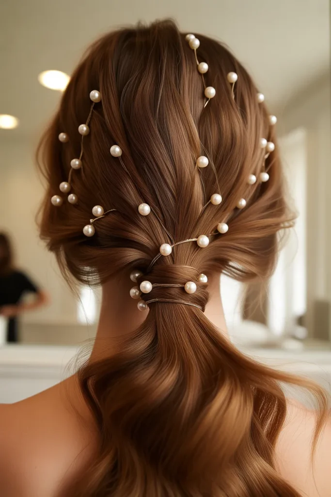 Pearl Wrapped Ponytail