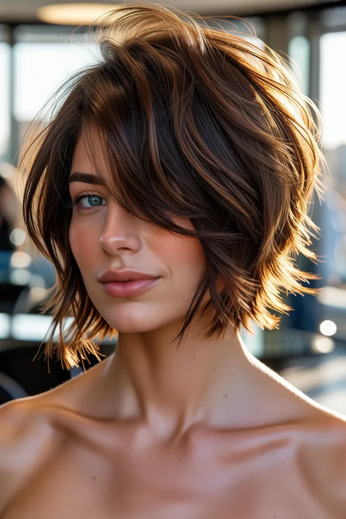 Tousled Side Sweep Bob