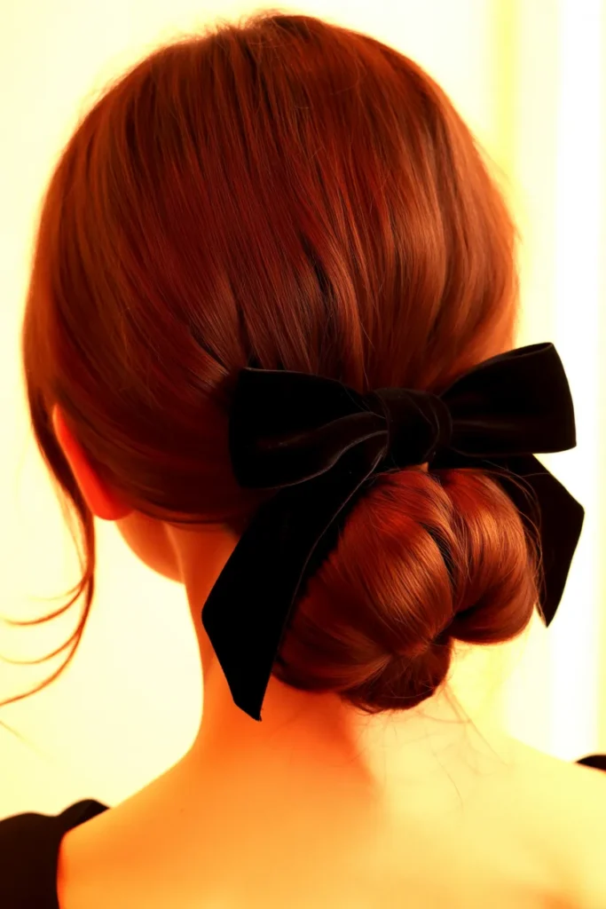 Velvet Bow Low Bun