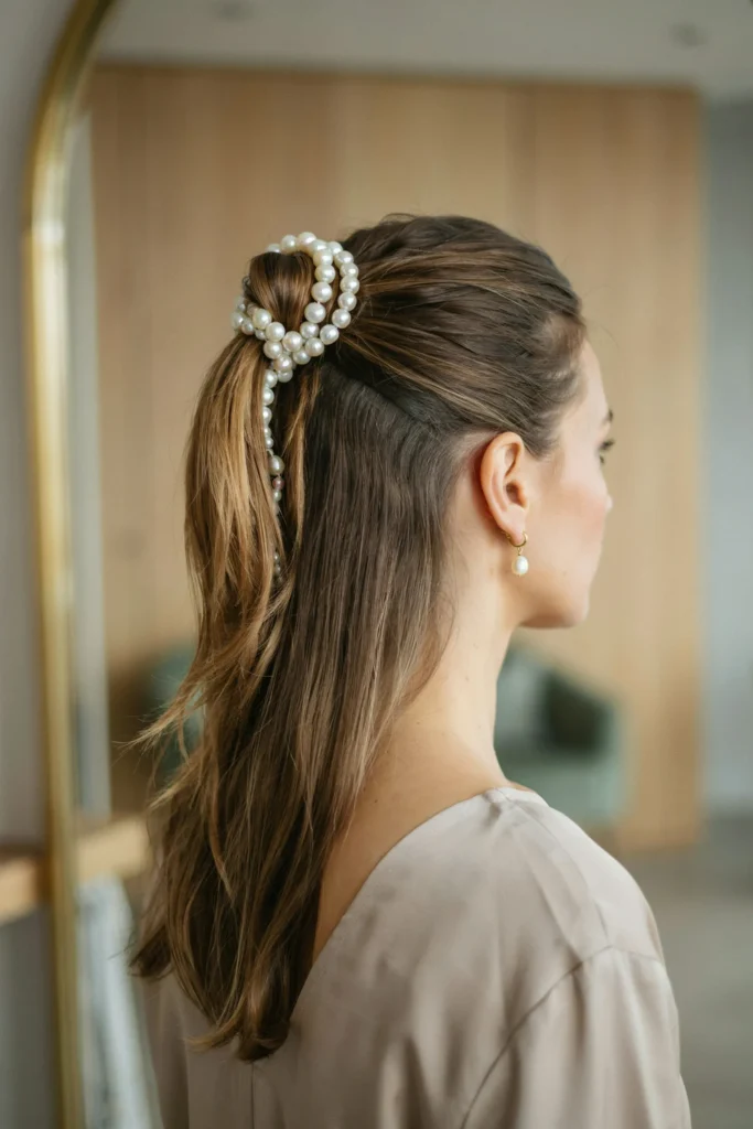 Wrapped Pearl Pony Bun