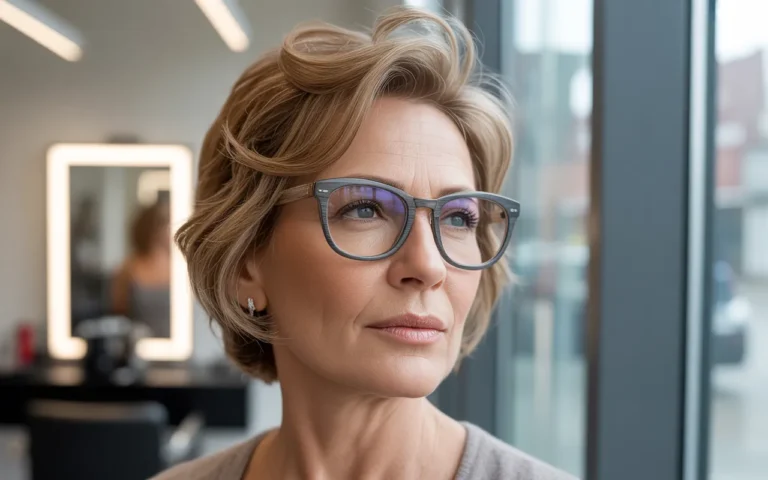 short hairstyles for women over 50 with glasses