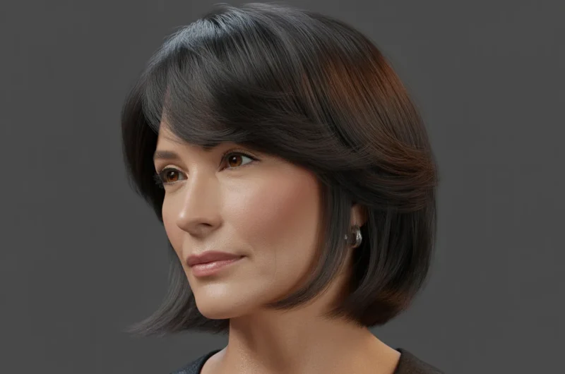 layered bob with bangs for women over 50