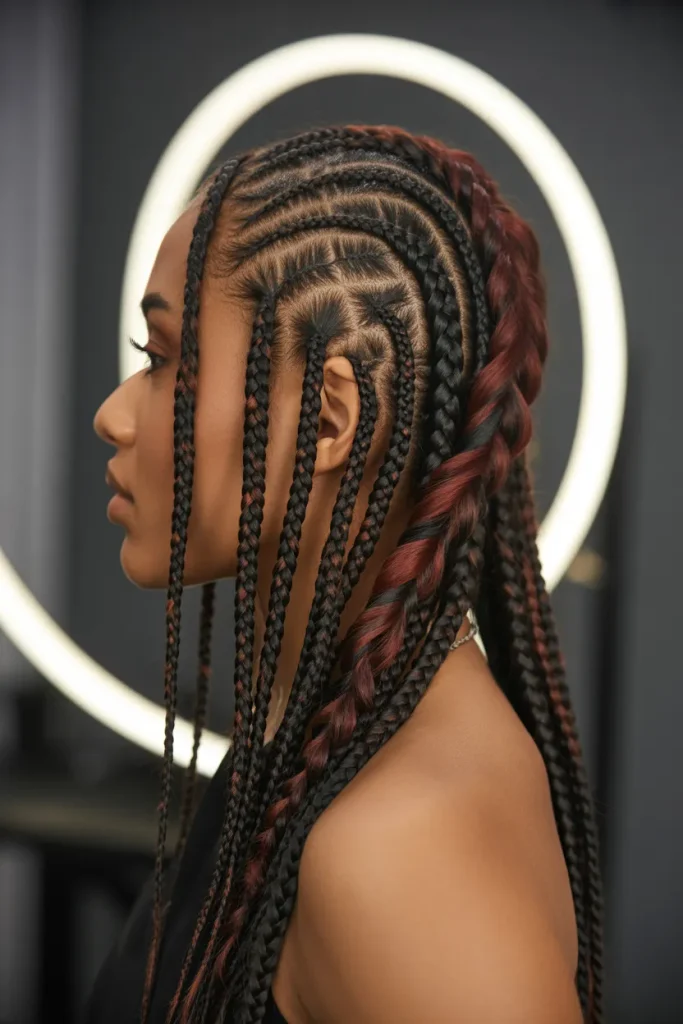 Auburn Ribbon Braids