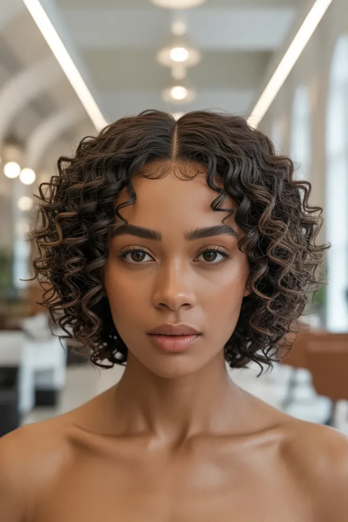 Center-Part Curly Bob