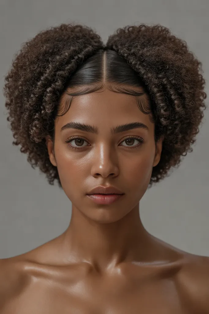 Center-Parted Natural Afro