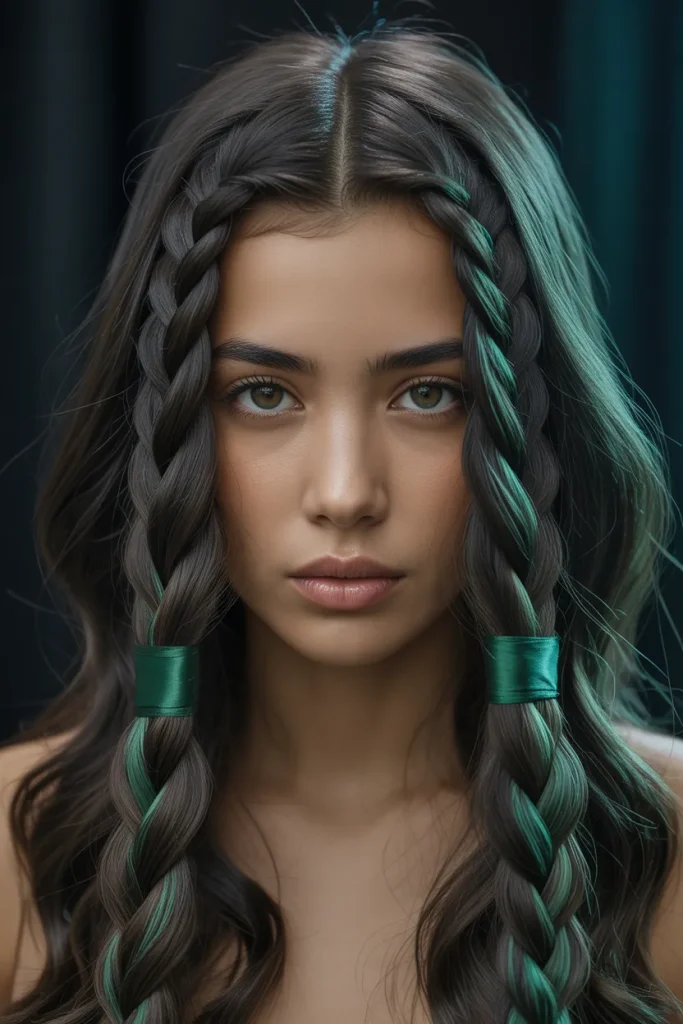 Emerald Ribbon Braids