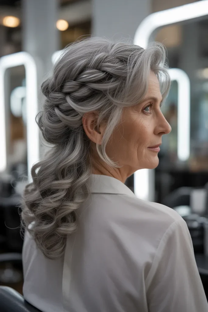 Gray Waterfall Updo