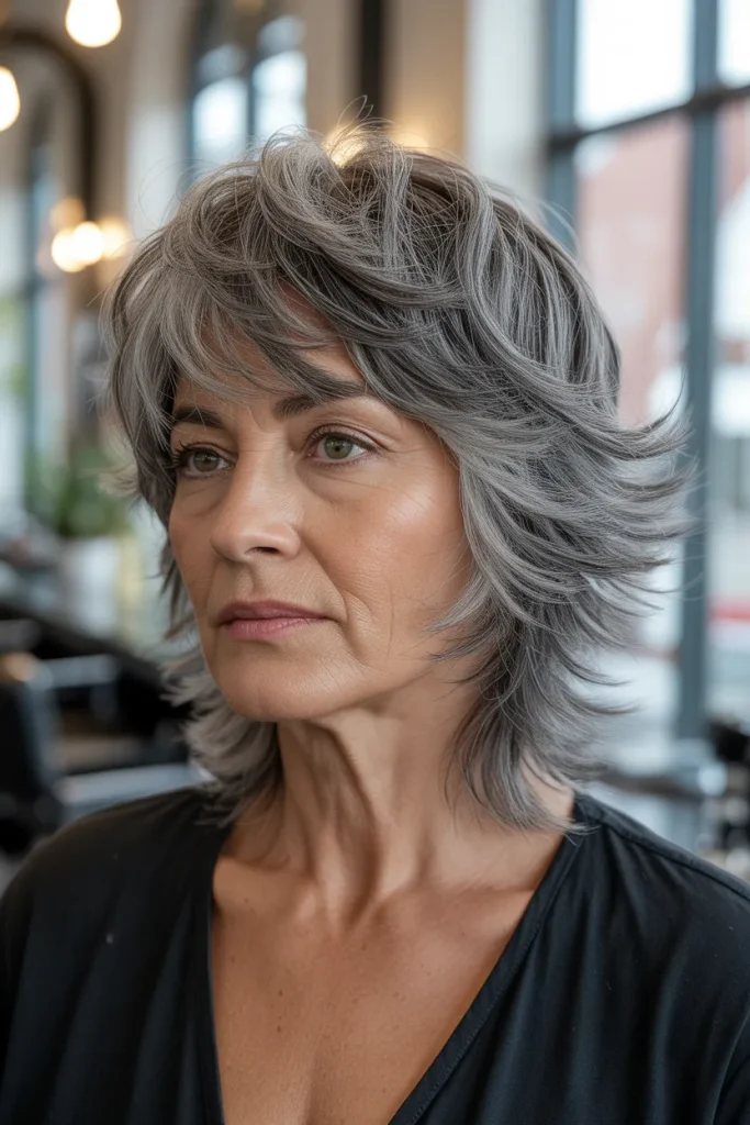 Layered Gray Shag