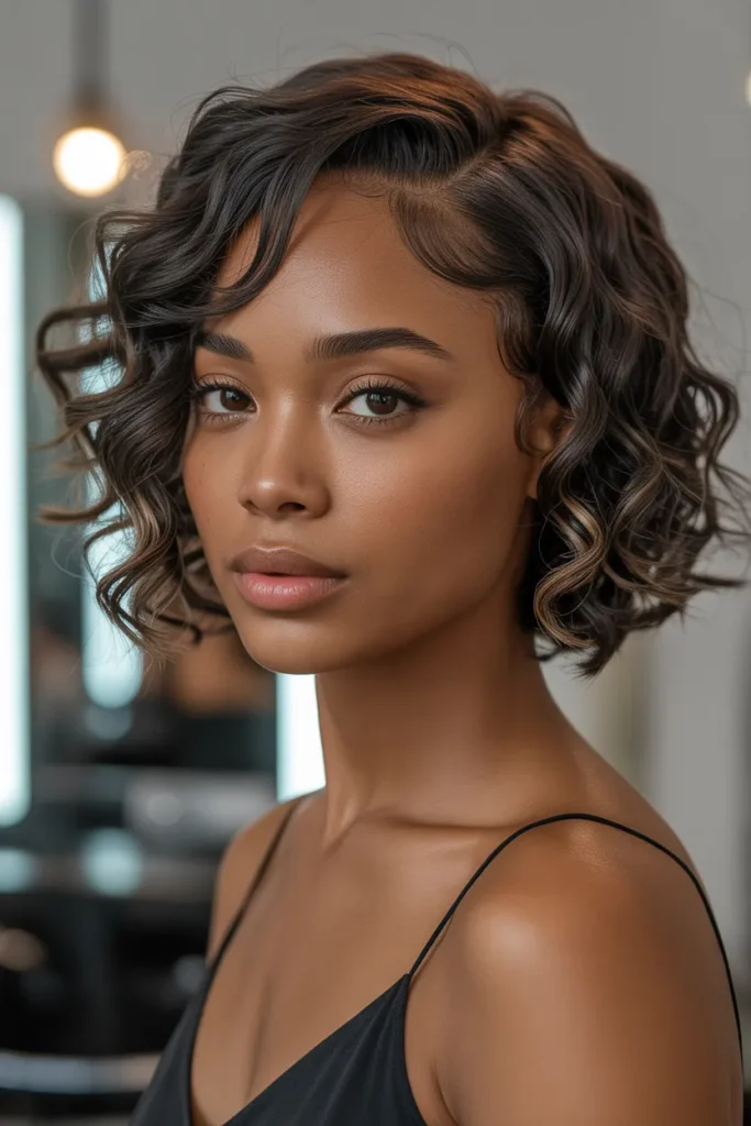 Side-Swept Curly Bob