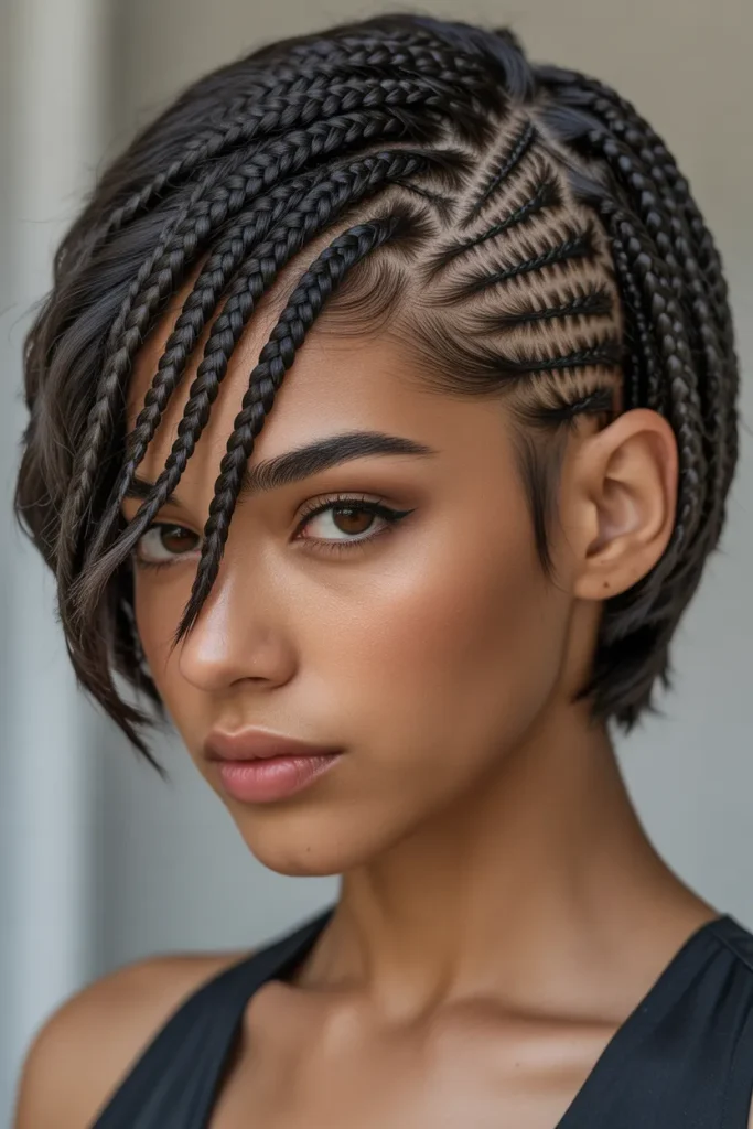 Side-Swept Pixie Braids
