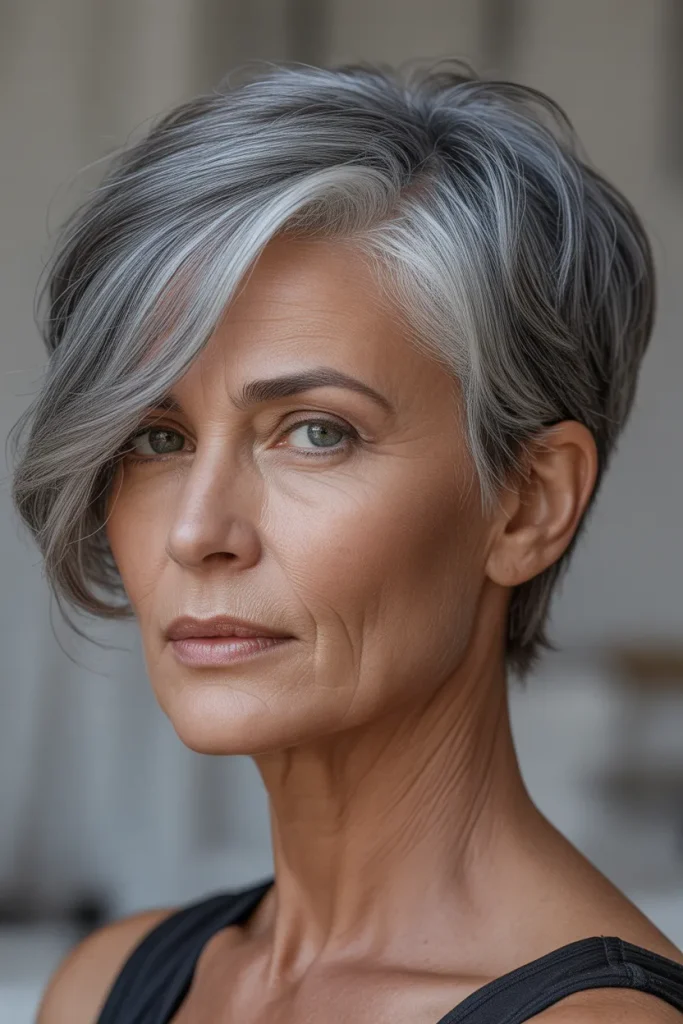 Side-Swept Silver Pixie