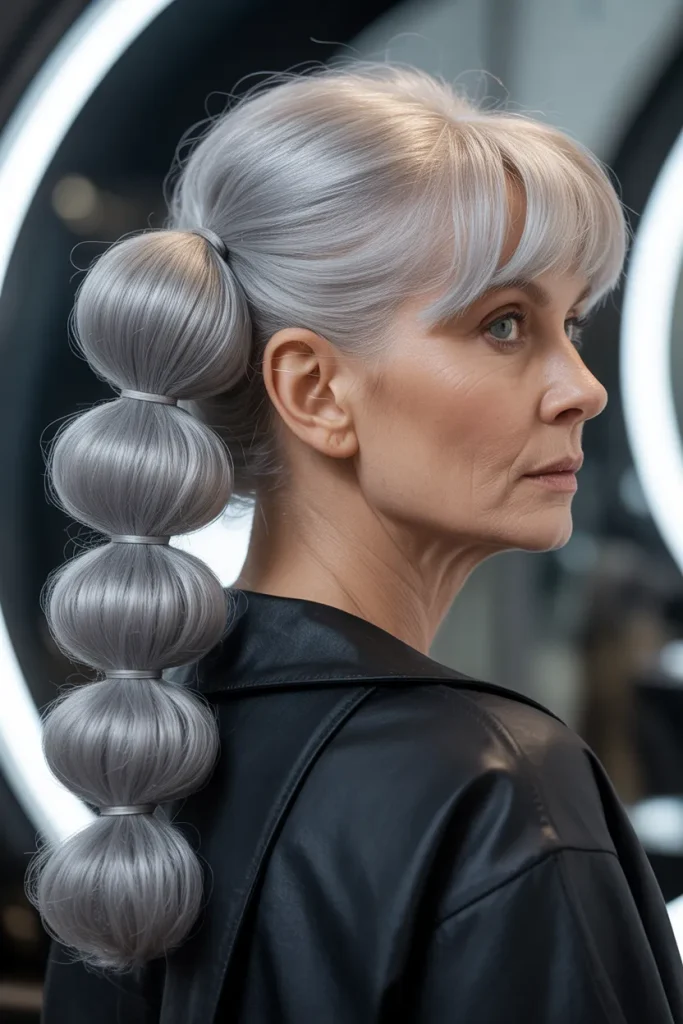Silver Bubble Ponytail
